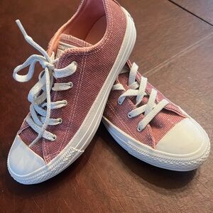 Kids Pink Canvas Converse Glitter Sneakers
